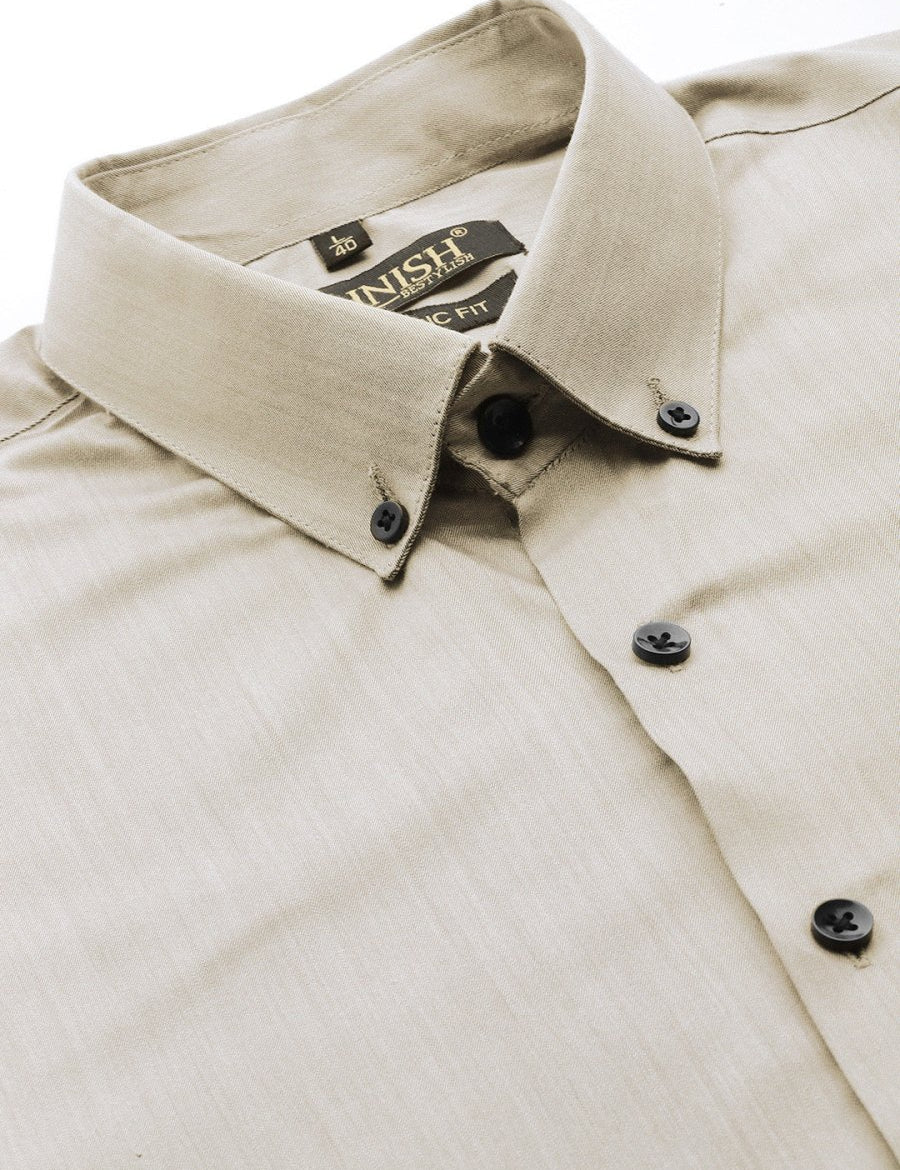 Indian Needle Men's Solid Formal Cotton Shirt - SF_792Steel-Grey_S