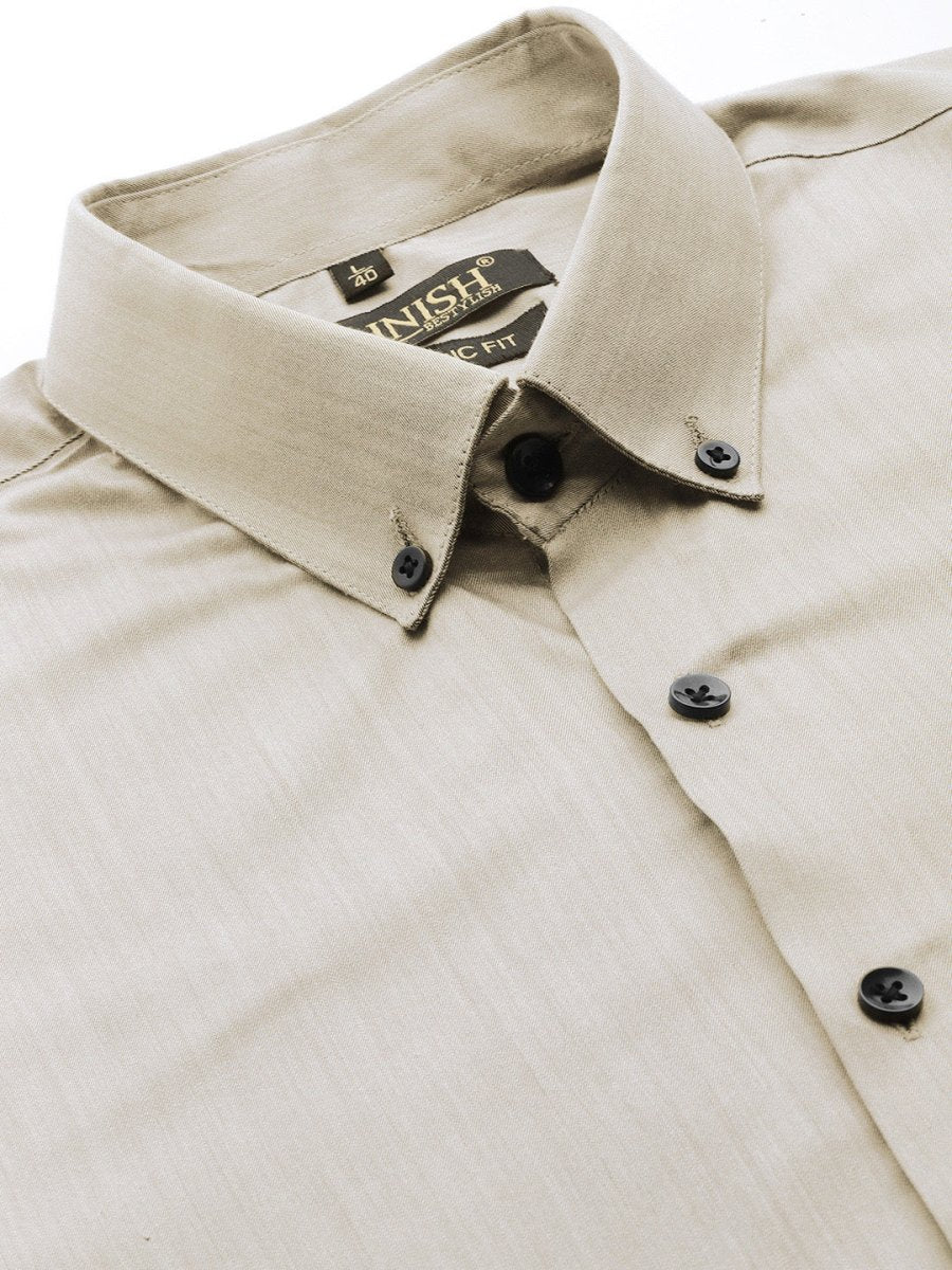 Indian Needle Men's Solid Formal Cotton Shirt - SF_792Steel-Grey_S
