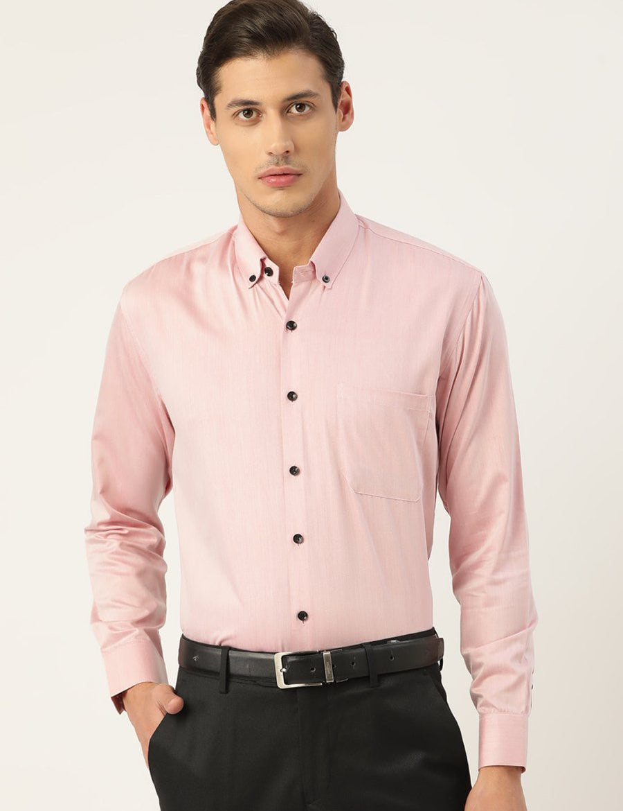 Indian Needle Men's Solid Formal Cotton Shirt - SF_792Magenta_S