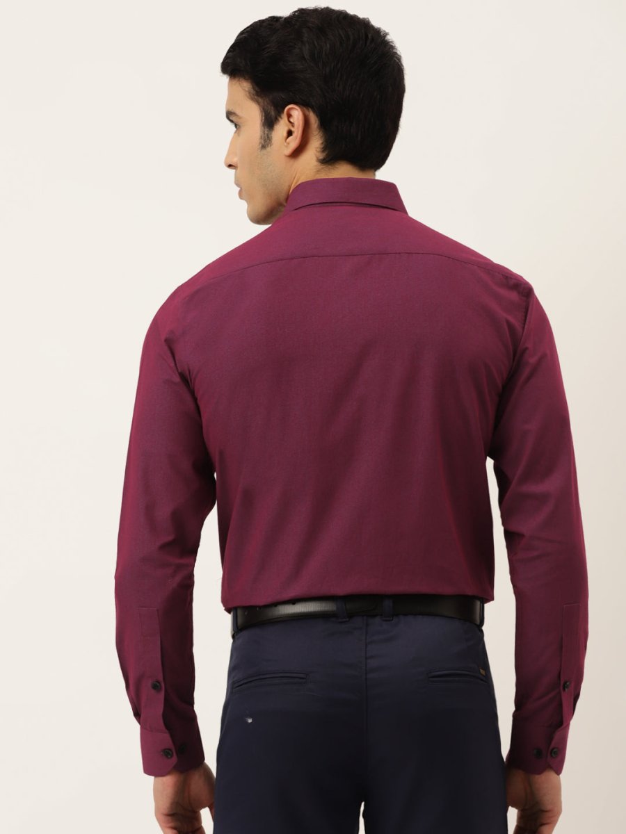 Indian Needle Men's Solid Formal Cotton Shirt - SF_788Wine_S