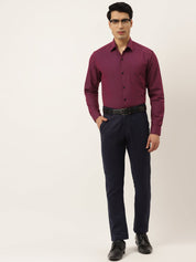 Indian Needle Men's Solid Formal Cotton Shirt - SF_788Wine_S