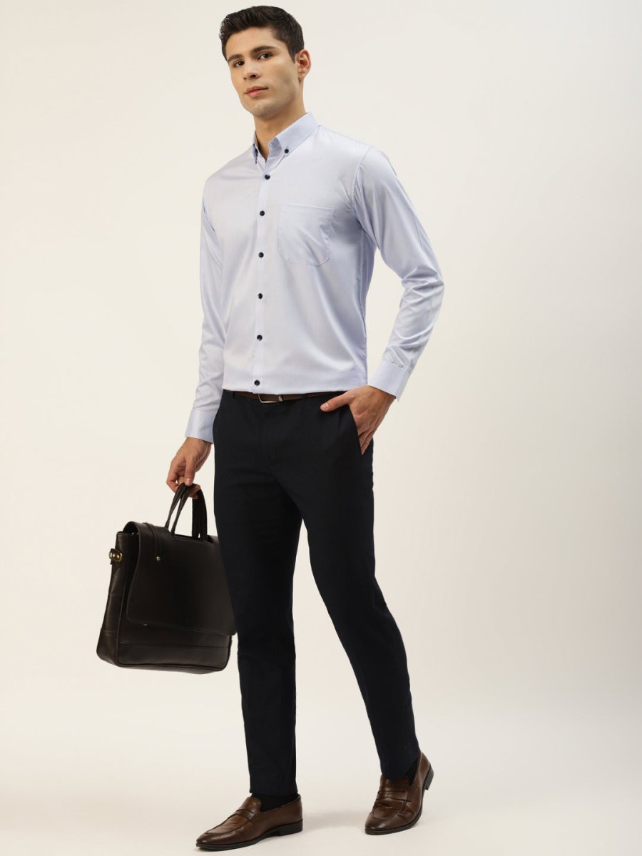 Indian Needle Men's Solid Formal Cotton Shirt - SF_792Sky_S