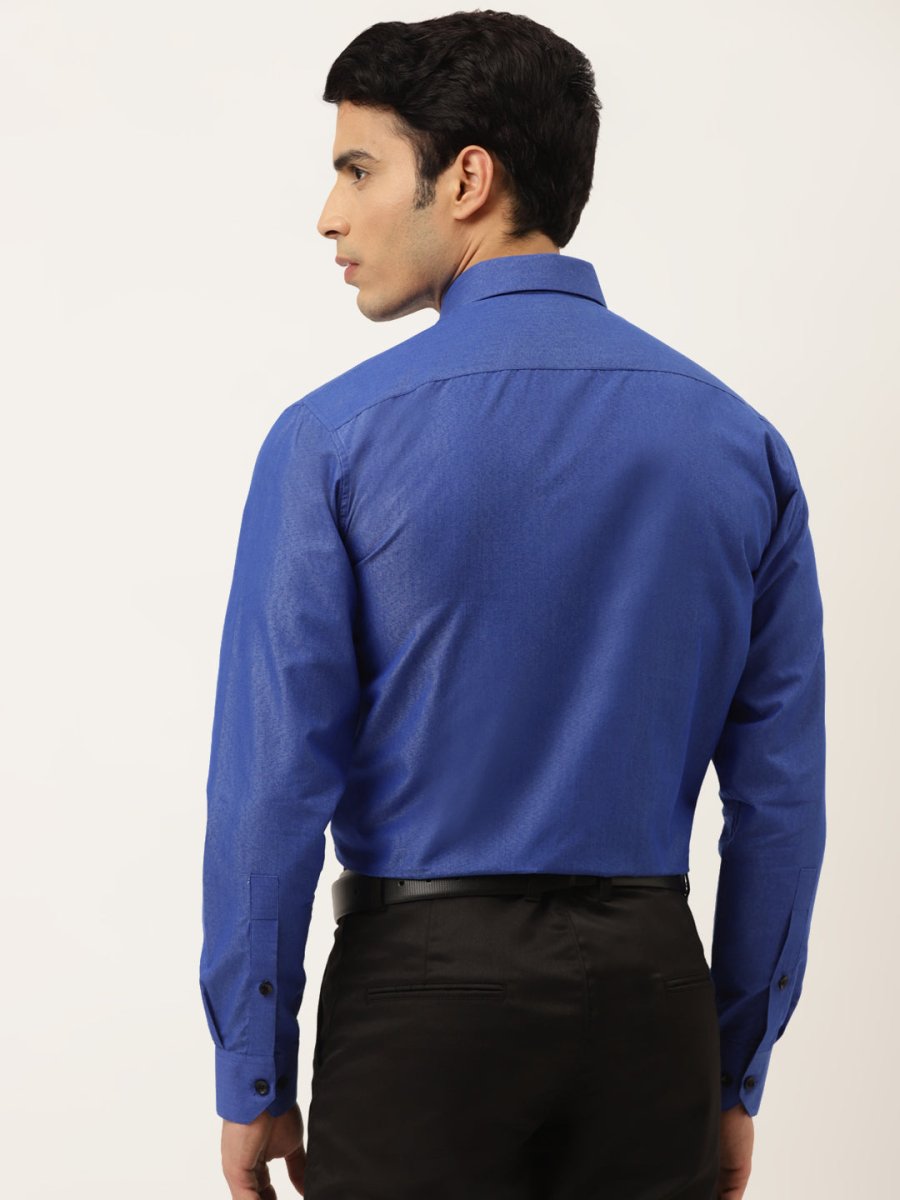 Indian Needle Men's Solid Formal Cotton Shirt - SF_788Blue_S