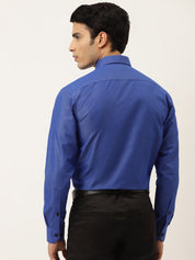 Indian Needle Men's Solid Formal Cotton Shirt - SF_788Blue_S