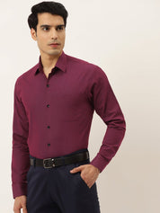 Indian Needle Men's Solid Formal Cotton Shirt - SF_788Wine_S
