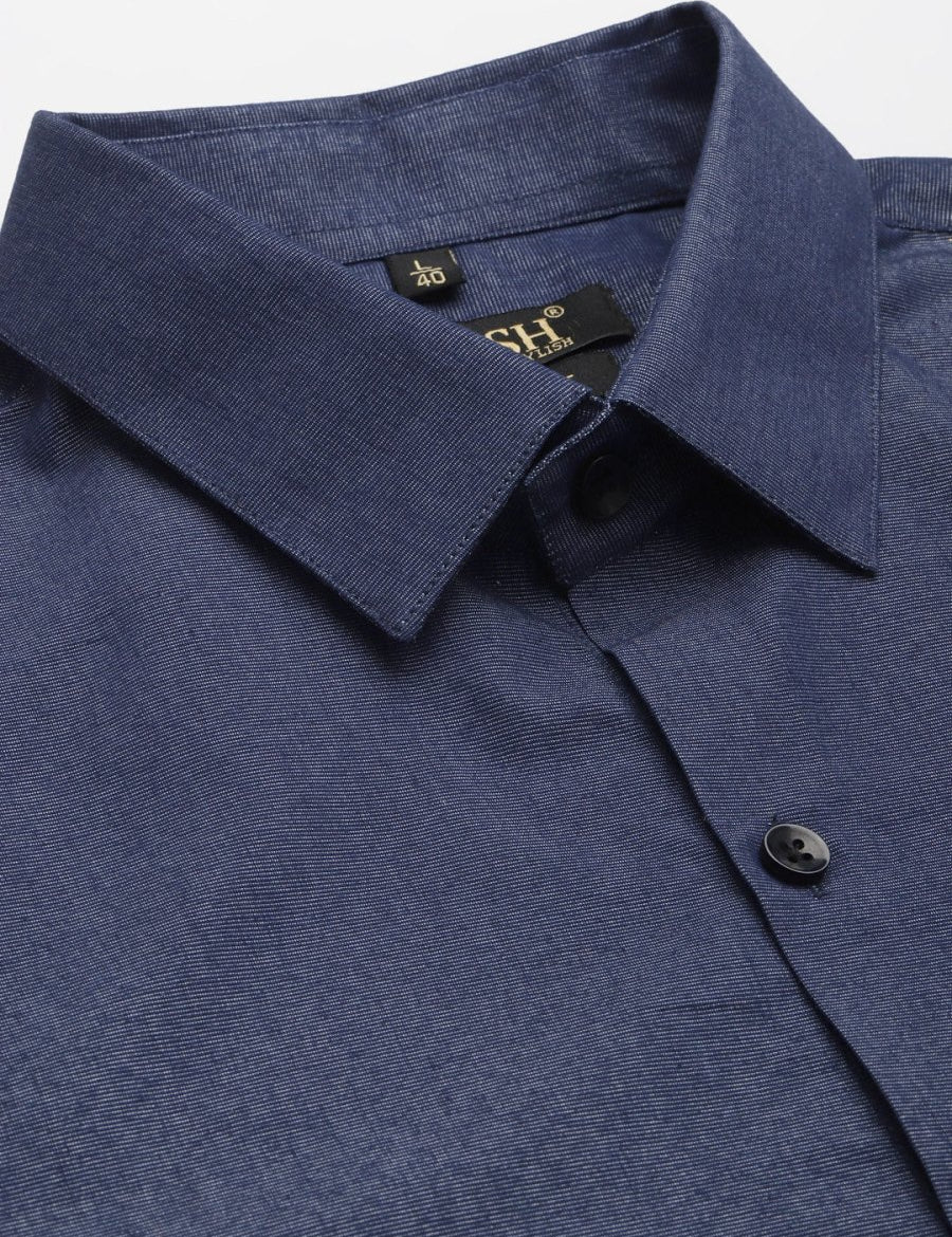 Indian Needle Men's Solid Formal Cotton Shirt - SF_788Charcoal_S