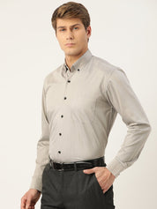 Indian Needle Men's Solid Formal Cotton Shirt - SF_792Steel-Grey_S