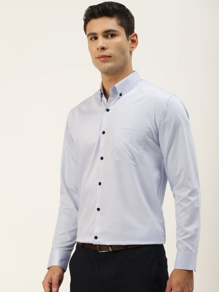 Indian Needle Men's Solid Formal Cotton Shirt - SF_792Sky_S