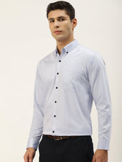 Indian Needle Men's Solid Formal Cotton Shirt - SF_792Sky_S