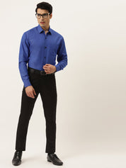 Indian Needle Men's Solid Formal Cotton Shirt - SF_788Blue_S