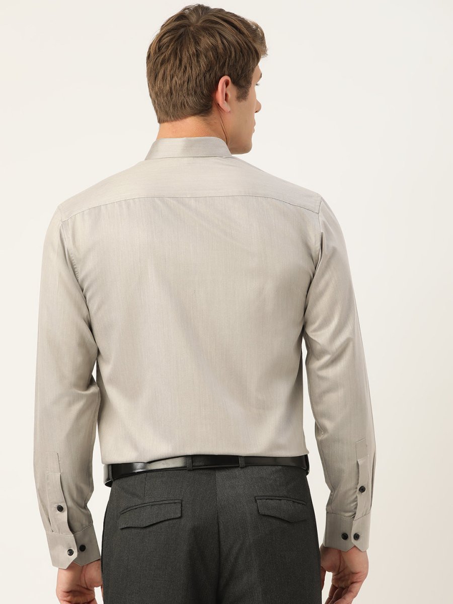 Indian Needle Men's Solid Formal Cotton Shirt - SF_792Steel-Grey_S