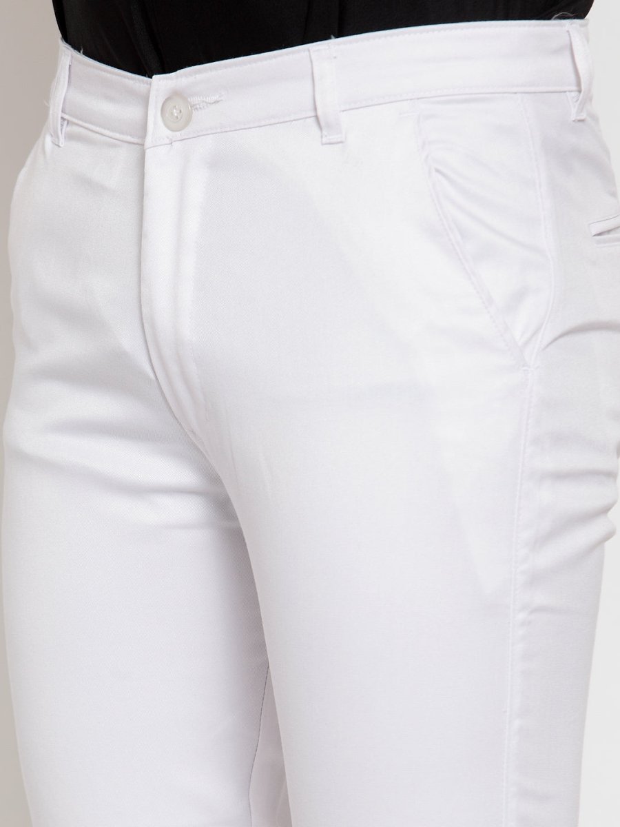 Indian Needle Men's White Tapered Fit Formal Trousers - FGP_253White_30