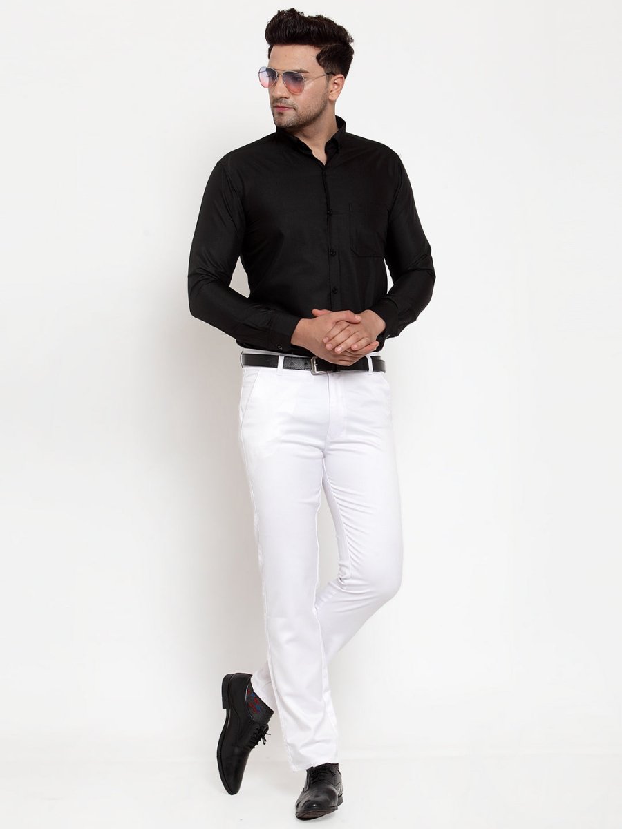 Indian Needle Men's White Tapered Fit Formal Trousers - FGP_253White_30