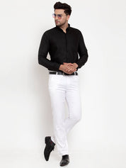 Indian Needle Men's White Tapered Fit Formal Trousers - FGP_253White_30