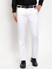 Indian Needle Men's White Tapered Fit Formal Trousers - FGP_253White_30