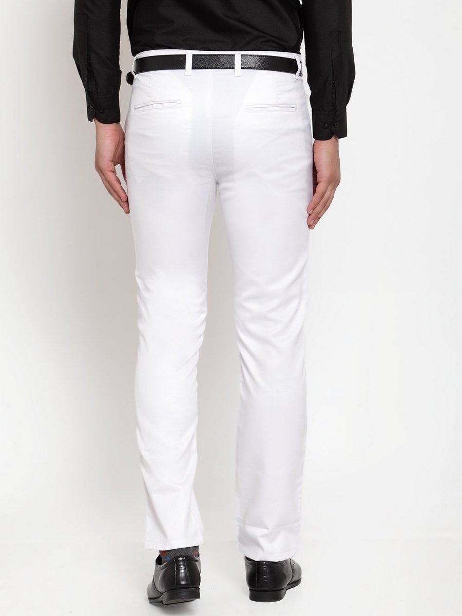 Indian Needle Men's White Tapered Fit Formal Trousers - FGP_253White_30