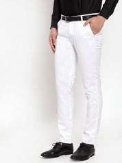 Indian Needle Men's White Tapered Fit Formal Trousers - FGP_253White_30
