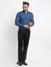 Indian Needle Navy Men's Cotton Solid Button Down Formal Shirts - SF_734Teal_S