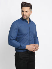 Indian Needle Navy Men's Cotton Solid Button Down Formal Shirts - SF_734Teal_S