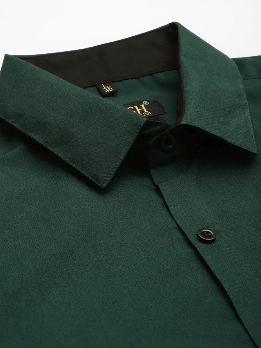 Indian Needle Olive Green Formal Shirt with black detailing - SF_411Olive_S