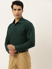 Indian Needle Olive Green Formal Shirt with black detailing - SF_411Olive_S