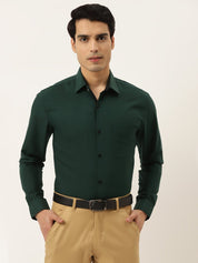 Indian Needle Olive Green Formal Shirt with black detailing - SF_411Olive_S