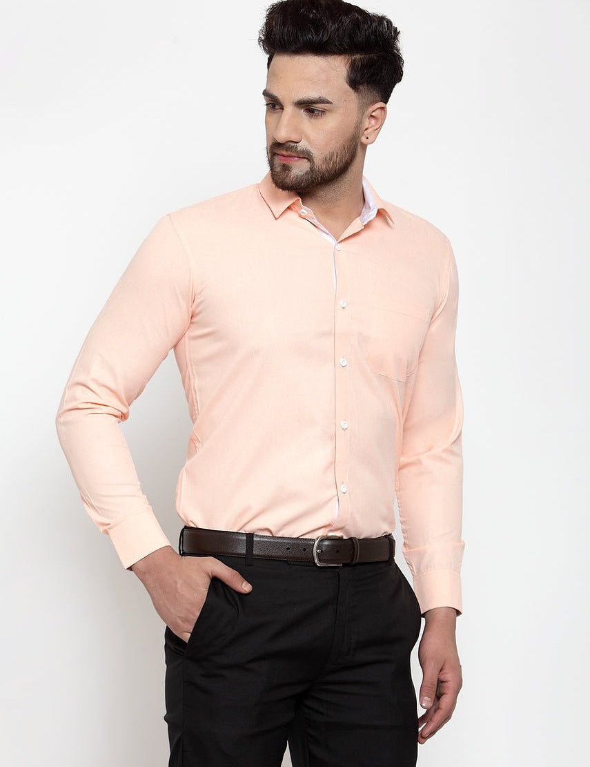 Indian Needle Orange Formal Shirt with white detailing - SF_419Orange_S
