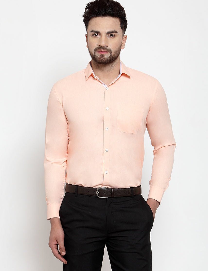 Indian Needle Orange Formal Shirt with white detailing - SF_419Orange_S