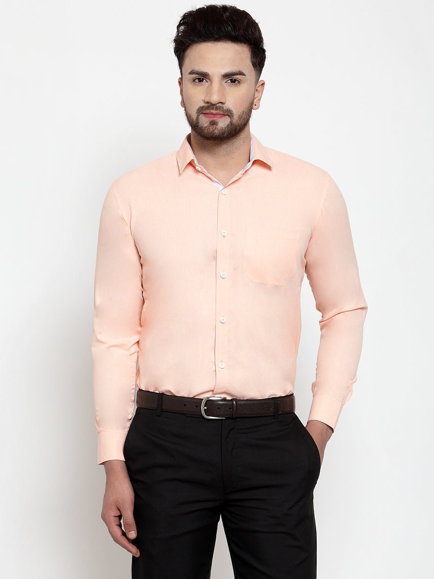 Indian Needle Orange Formal Shirt with white detailing - SF_419Orange_S