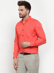 Indian Needle Orange Men's Cotton Solid Button Down Formal Shirts - SF_734Orange_S