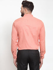 Indian Needle Peach Men's Cotton Solid Button Down Formal Shirts - SF_734Peach_S