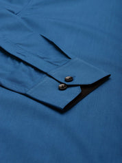 Indian Needle Pecock Green Formal Shirt with black detailing - SF_411Peacock_S
