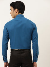 Indian Needle Pecock Green Formal Shirt with black detailing - SF_411Peacock_S
