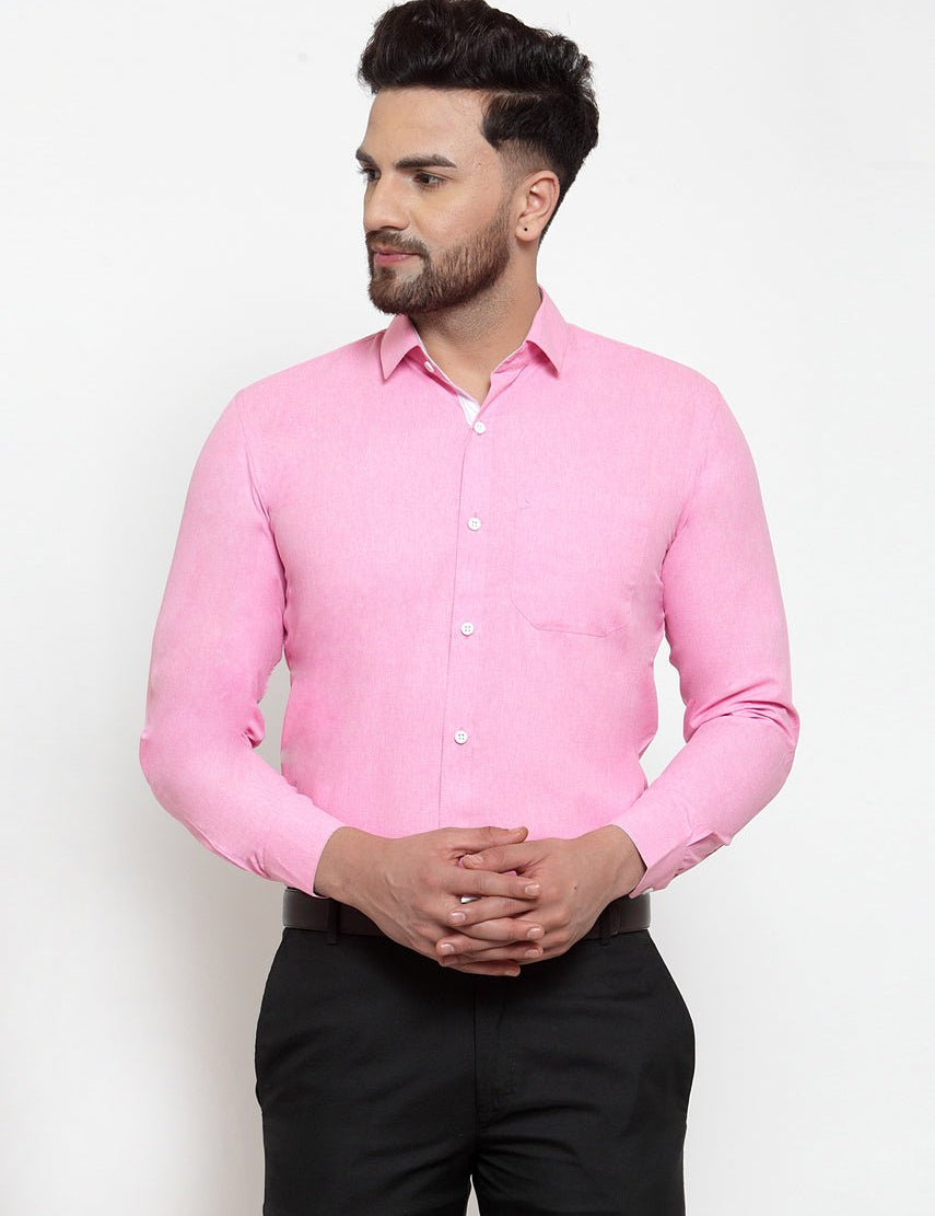 Indian Needle Pink Formal Shirt with white detailing - SF_419Pink_S