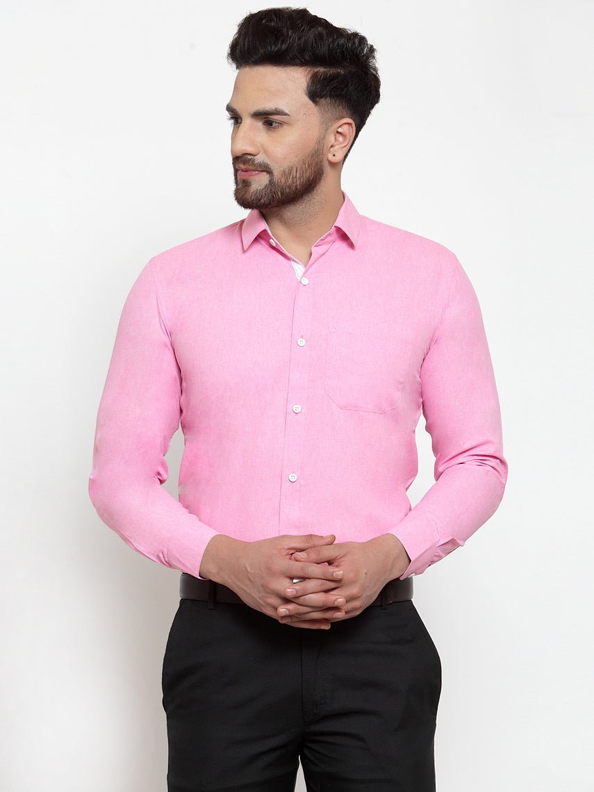 Indian Needle Pink Formal Shirt with white detailing - SF_419Pink_S