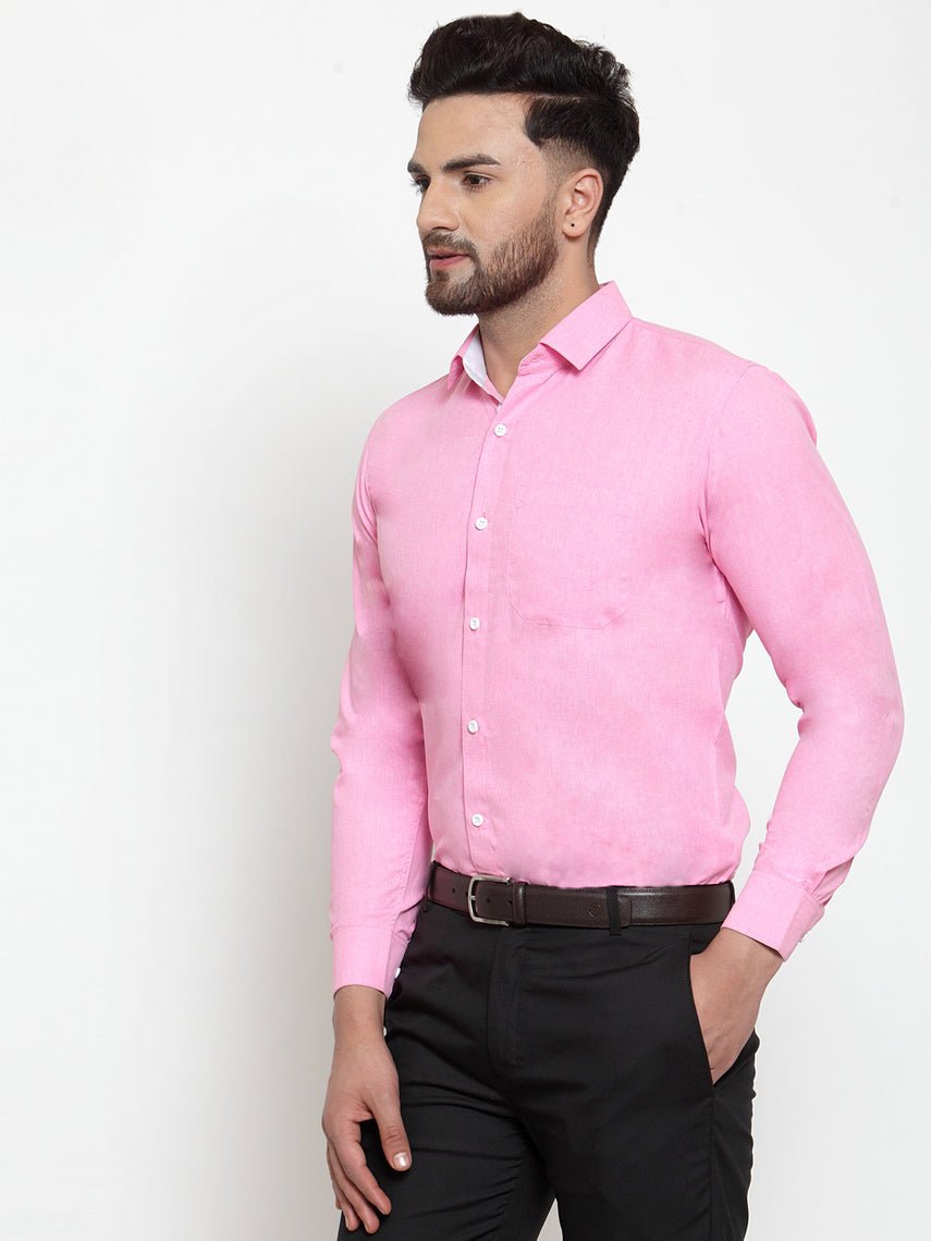 Indian Needle Pink Formal Shirt with white detailing - SF_419Pink_S