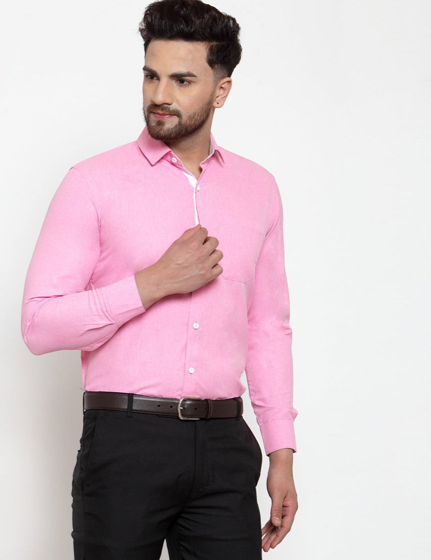 Indian Needle Pink Formal Shirt with white detailing - SF_419Pink_S