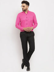Indian Needle Pink Men's Cotton Solid Button Down Formal Shirts - SF_734Pink_S