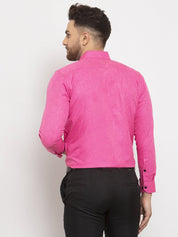 Indian Needle Pink Men's Cotton Solid Button Down Formal Shirts - SF_734Pink_S