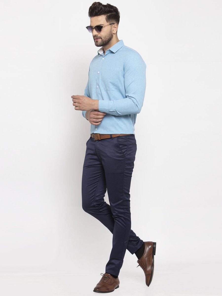 Indian Needle Pista Green Formal Shirt with white detailing - SF_419Pista_S