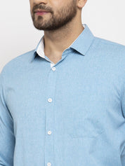 Indian Needle Pista Green Formal Shirt with white detailing - SF_419Pista_S