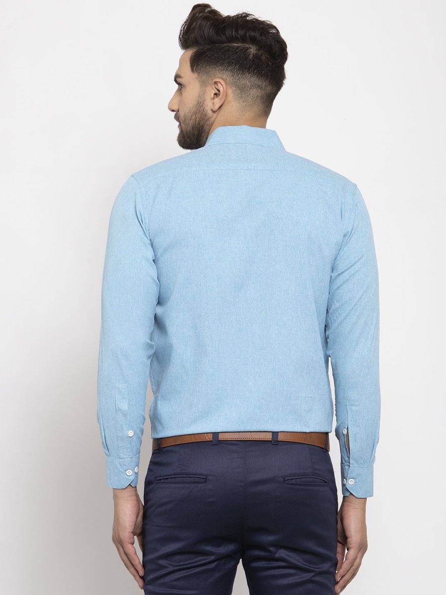 Indian Needle Pista Green Formal Shirt with white detailing - SF_419Pista_S