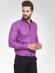 Indian Needle Purple Formal Shirt with black detailing - SF_411Purple_S