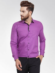 Indian Needle Purple Formal Shirt with black detailing - SF_411Purple_S