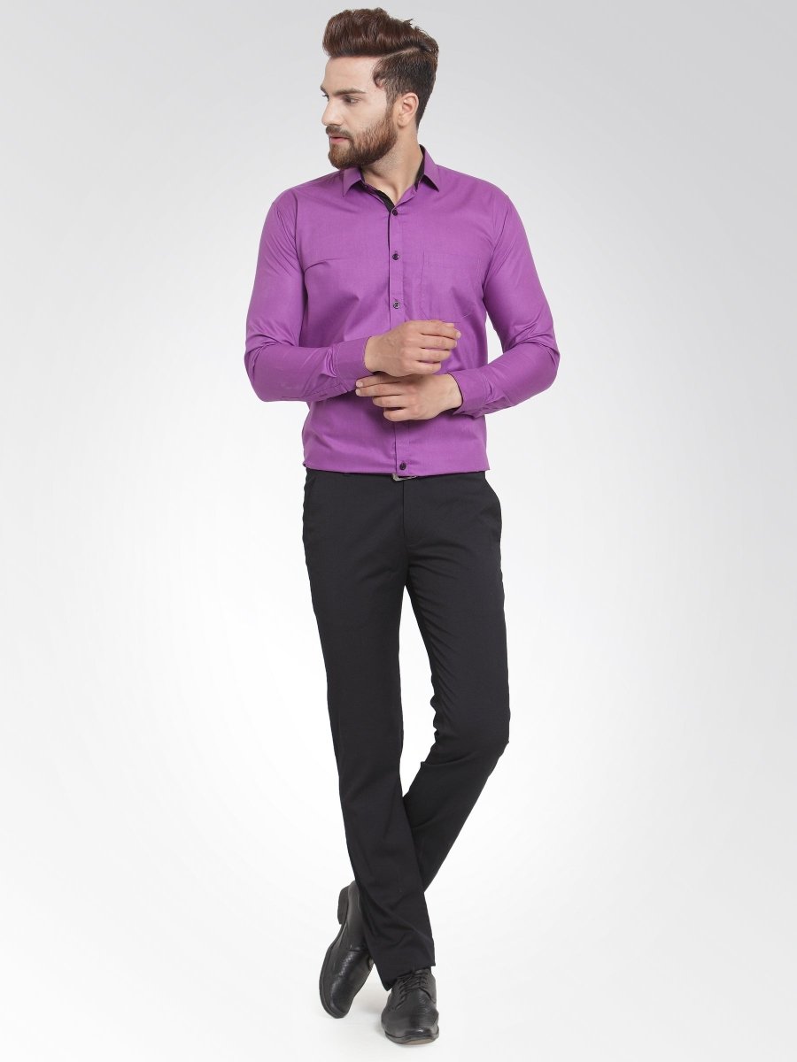 Indian Needle Purple Formal Shirt with black detailing - SF_411Purple_S