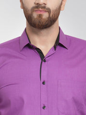 Indian Needle Purple Formal Shirt with black detailing - SF_411Purple_S