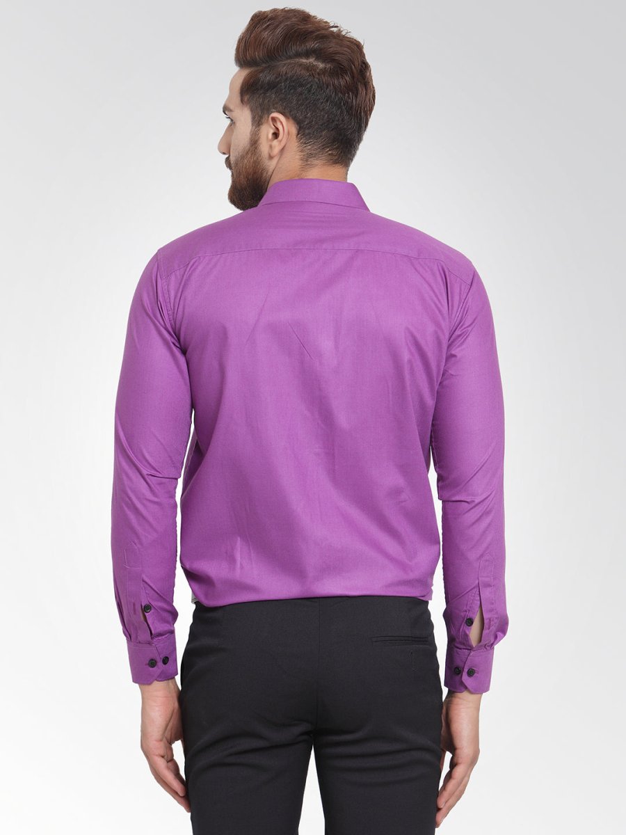 Indian Needle Purple Formal Shirt with black detailing - SF_411Purple_S