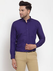 Indian Needle Purple Men's Cotton Solid Button Down Formal Shirts - SF_713Purple_S