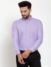 Indian Needle Purple Men's Cotton Solid Button Down Formal Shirts - SF_713Light-Purple_S
