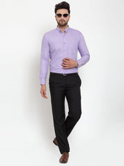 Indian Needle Purple Men's Cotton Solid Button Down Formal Shirts - SF_713Light-Purple_S